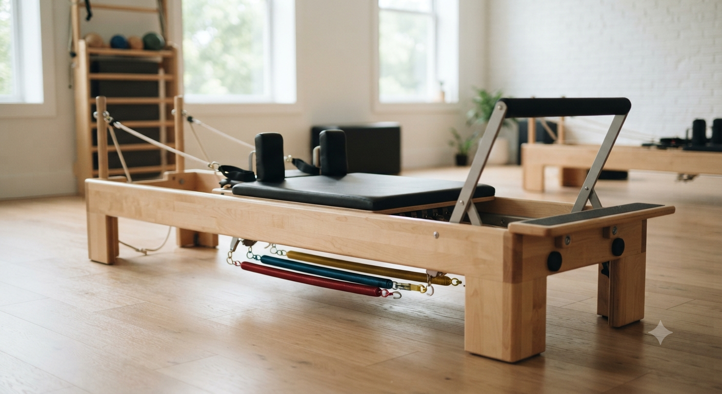 Dettaglio di un reformer pilates